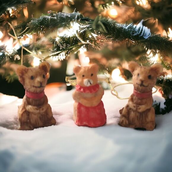 Vtg Mouse Ornaments Package Toppers MICRO MINI Lot of 3 Resin Christmas Mice. - Picture 14 of 16